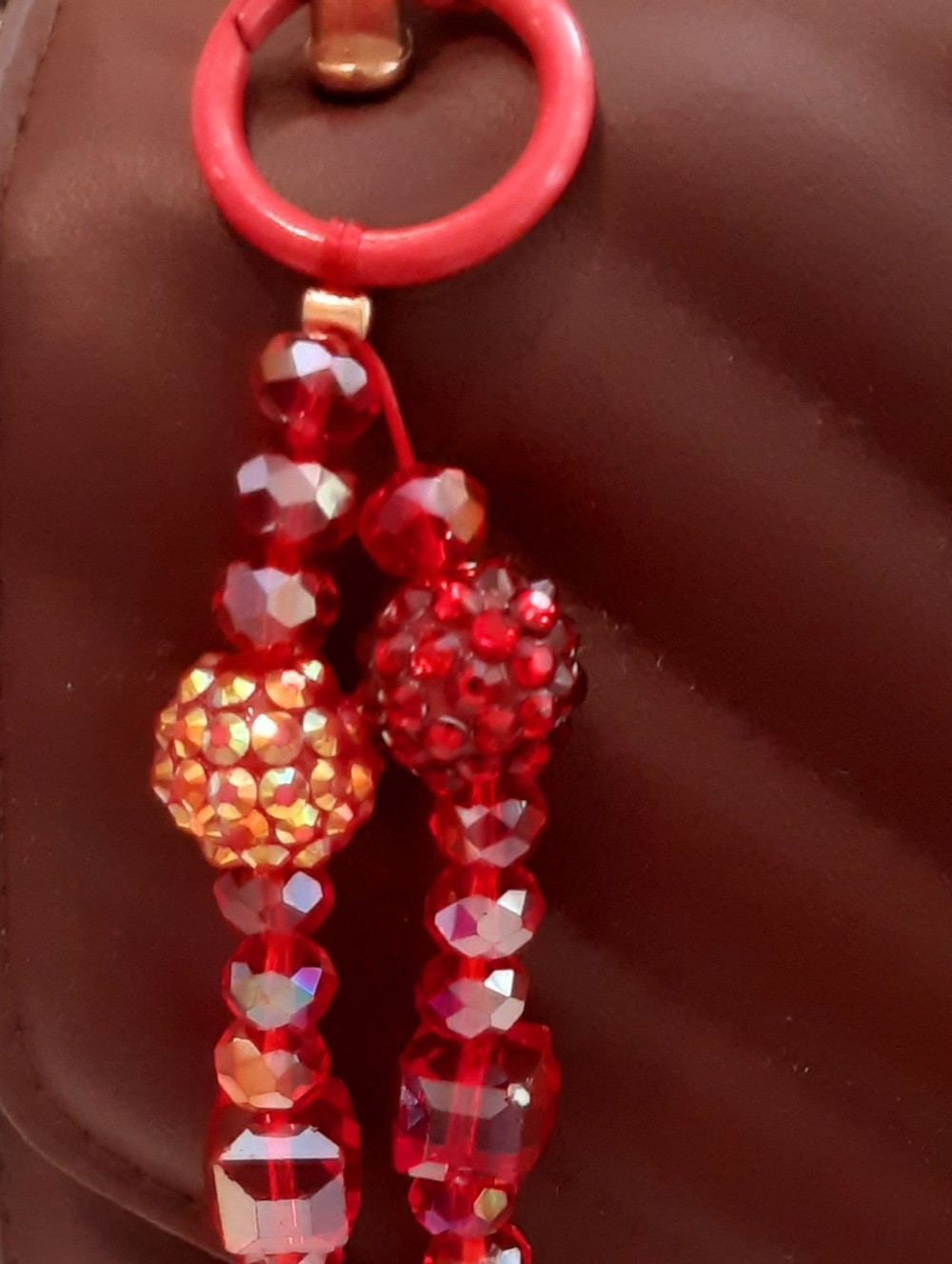 Red Beaded Handmade Bag Charms Phone And Key Charm Tassel Bag Charm